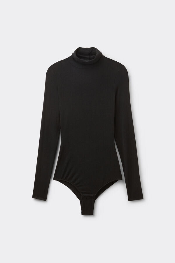 Korkea kaulus bodysuit ultralight-modalista ja kashmirista Korkea kaulus bodysuit ultralight-modalista ja kashmirista