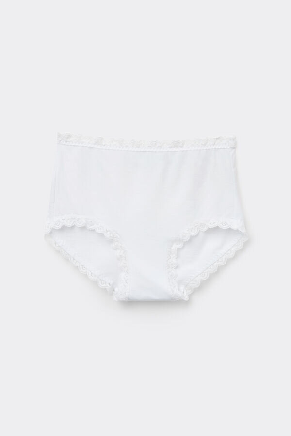 Korkeavyötäröiset puuvilla- ja pitsihipsterit Korkeavyötäröiset puuvilla- ja pitsihipsterit