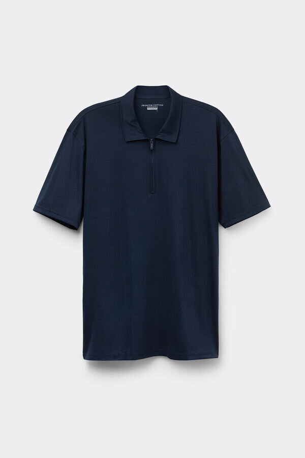 Lyhythihainen vetoketjullinen poolopaita premium-merceroitua puuvillaa Lyhythihainen vetoketjullinen poolopaita premium-merceroitua puuvillaa