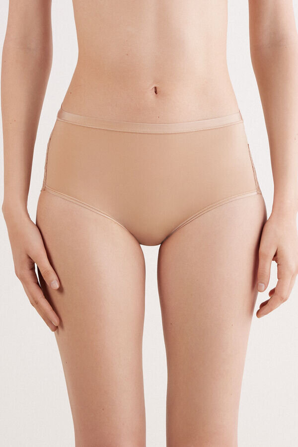 Mikrokuitu- ja pitsiset korkeavyötäröiset alushousut Mikrokuitu- ja pitsiset korkeavyötäröiset alushousut