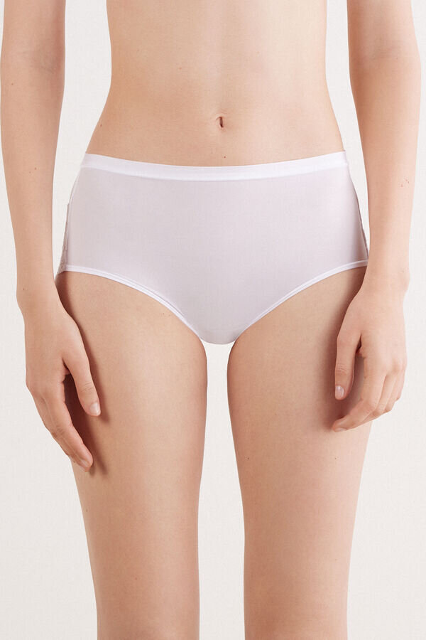 Mikrokuitu- ja pitsiset korkeavyötäröiset alushousut Mikrokuitu- ja pitsiset korkeavyötäröiset alushousut