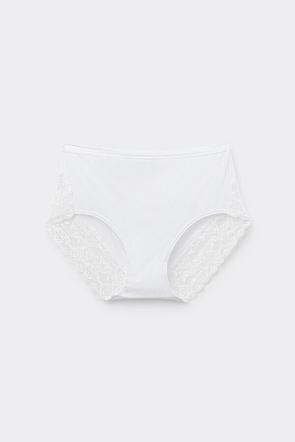 Mikrokuitu- ja pitsiset korkeavyötäröiset alushousut Mikrokuitu- ja pitsiset korkeavyötäröiset alushousut