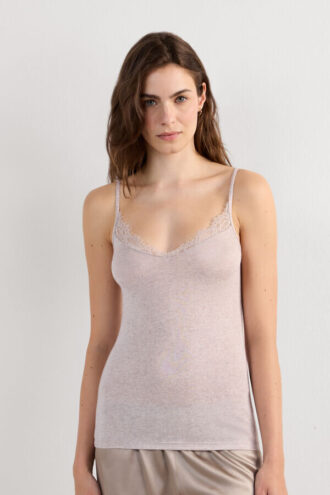 Modal Ultralight Cashmere Blend Top with Lace