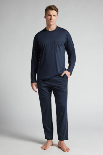 Pistekuvioinen premium-merceroitu puuvillainen pitkähihainen pyjama