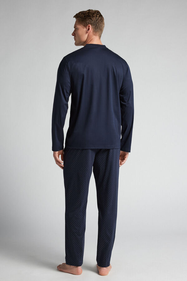 Pistekuvioinen premium-merceroitu puuvillainen pitkähihainen pyjama Pistekuvioinen premium-merceroitu puuvillainen pitkähihainen pyjama