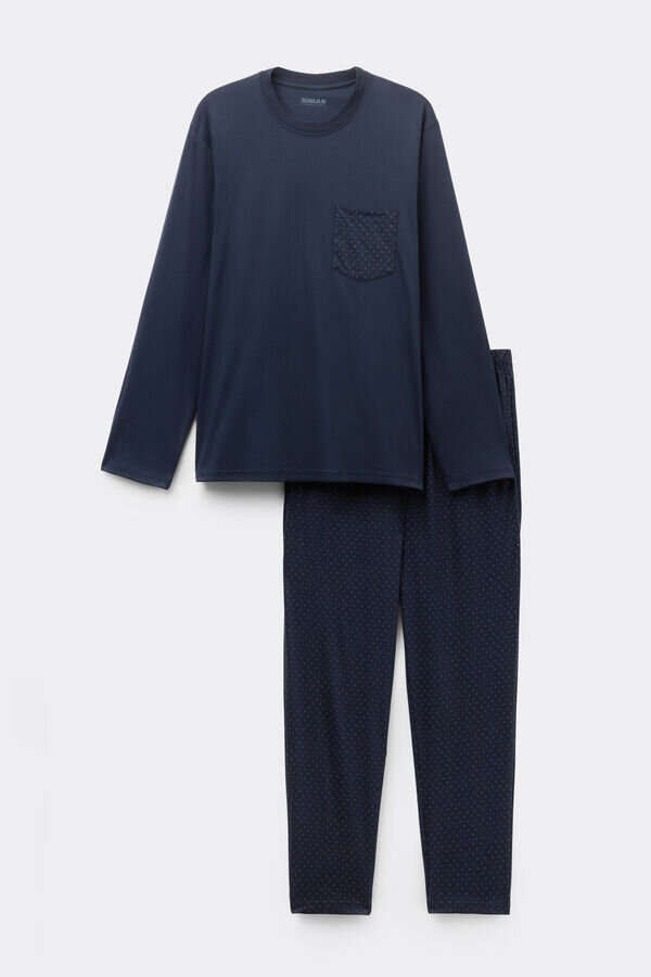 Pistekuvioinen premium-merceroitu puuvillainen pitkähihainen pyjama Pistekuvioinen premium-merceroitu puuvillainen pitkähihainen pyjama