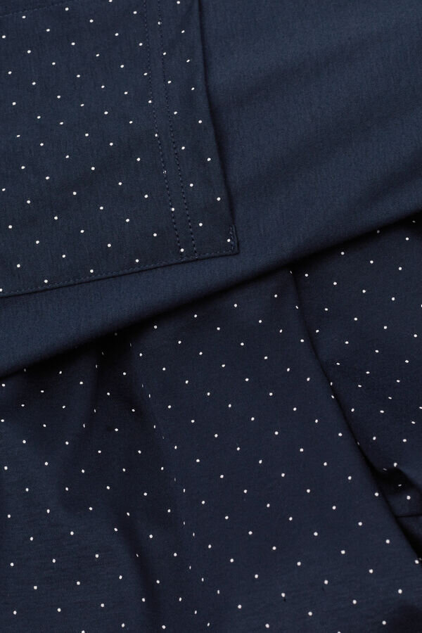 Pistekuvioinen premium-merceroitu puuvillainen pitkähihainen pyjama Pistekuvioinen premium-merceroitu puuvillainen pitkähihainen pyjama