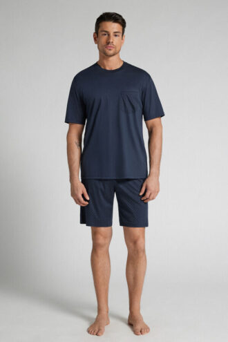 Pistekuvioiset premium-mercerisoidusta puuvillasta valmistetut lyhyet pyjamat