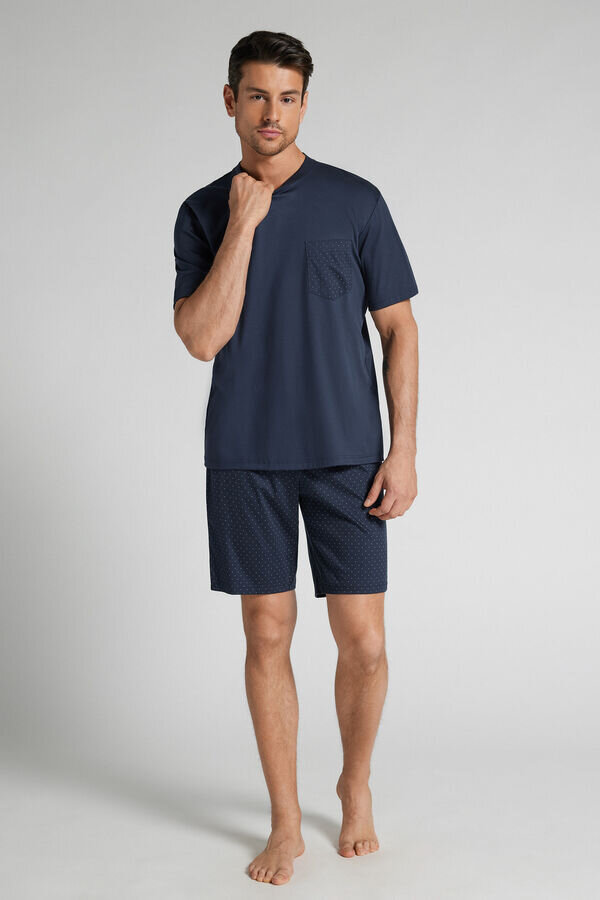 Pistekuvioiset premium-mercerisoidusta puuvillasta valmistetut lyhyet pyjamat Pistekuvioiset premium-mercerisoidusta puuvillasta valmistetut lyhyet pyjamat