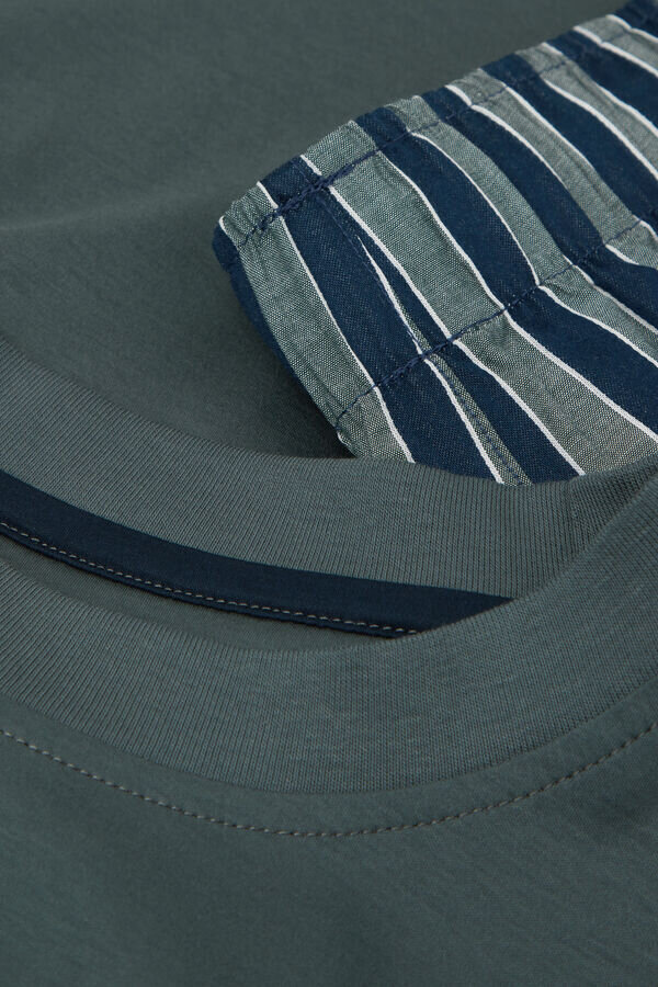 Premium-merceroitu puuvilla ja raidallinen kangas, pitkät pyjamat Premium-merceroitu puuvilla ja raidallinen kangas, pitkät pyjamat