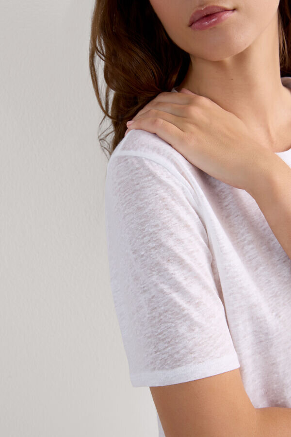 Puhdas pellavainen lyhythihainen paita pellavakankaasta Puhdas pellavainen lyhythihainen paita pellavakankaasta