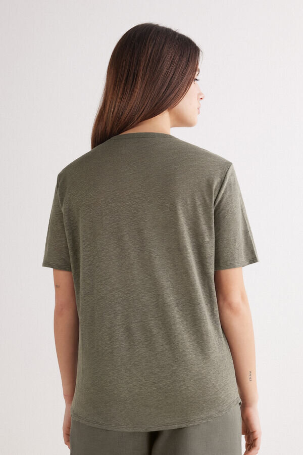 Puhdas pellavainen lyhythihainen paita pellavakankaasta Puhdas pellavainen lyhythihainen paita pellavakankaasta