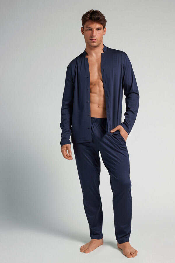 Puuvillaiset, edestä avonaiset, täyspitkät pyjamat Puuvillaiset, edestä avonaiset, täyspitkät pyjamat