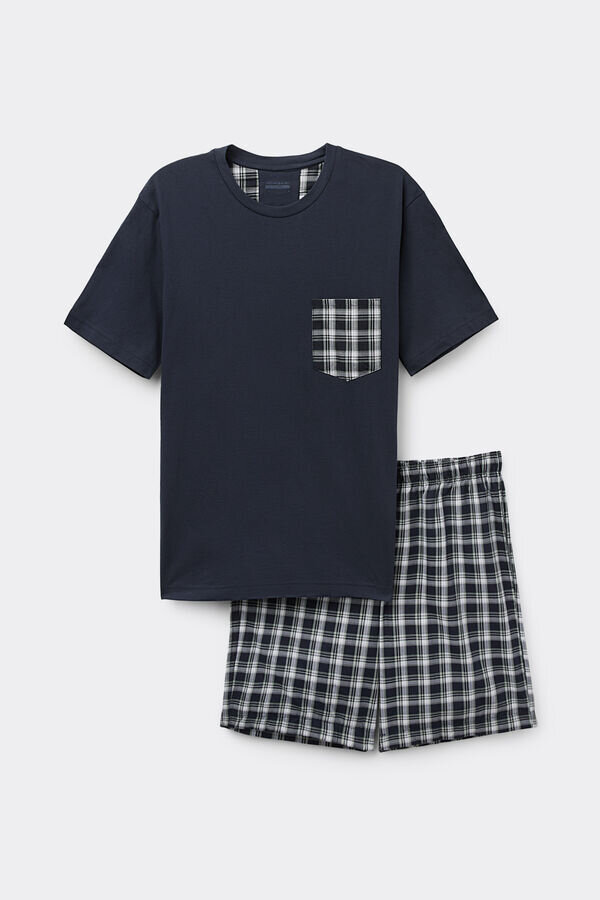 Ruudullinen ja puuvillainen lyhyt pyjama Ruudullinen ja puuvillainen lyhyt pyjama